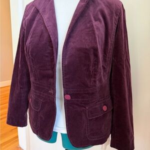 WMN 14 Eggplant-Purple Velvet Lined Talbots Blazer flattering coquette boho